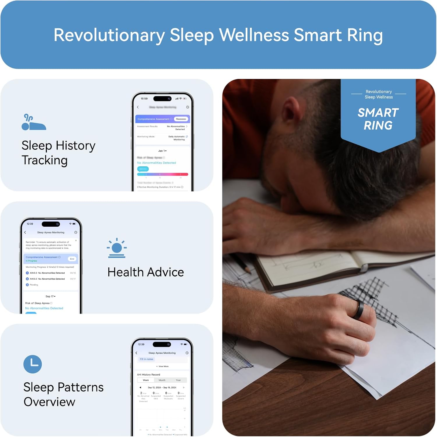 RingConn Gen 2, World’s First Smart Ring with Sleep Apnea Monitoring, No APP Subscription, 12-Day Battery Life, Stress/Heart Rate/Women's Health Tracker, Android & iOS Compatible (Black, Size 10) - Image 4