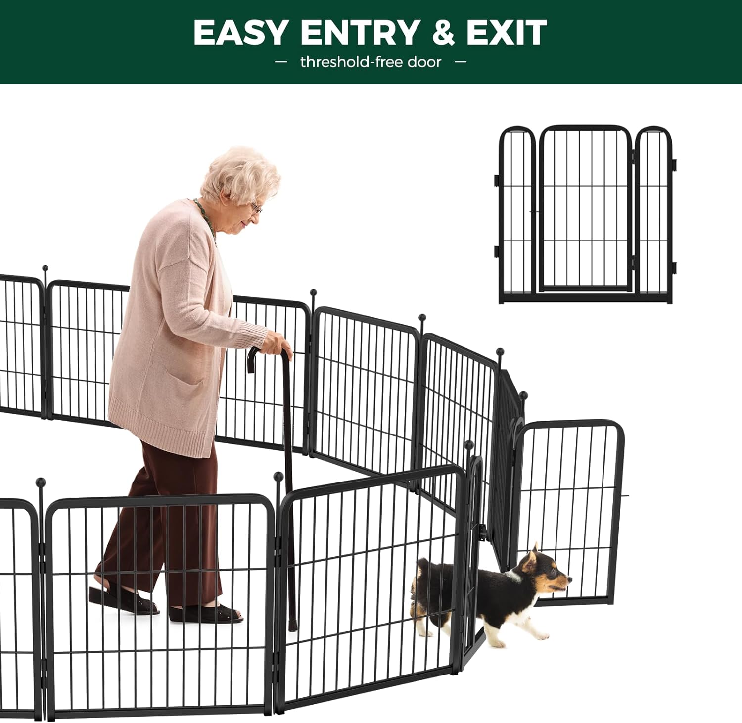FXW Rollick Unleashed Dog Playpen for Indoor, Yard, RV Camping, 24 inch 8 Panels for Small and Puppy Dogs, Black│Patented - Image 3