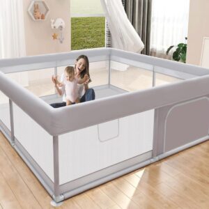 Hiaksedt Baby Playpen 50×50 Inch, Play Pens for Babies and Toddlers Baby Fence Play Yards for Indoor & Outdoor with Breathable Mesh Anti-Fall Playpen