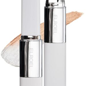 ELROEL Blanc Cover Cream Stick V White 0.45 oz – Korean Color-Changing Foundation Stick with Volufiline – Medium to Full Coverage Dewy Finish Base Makeup – Dual-Ended Detachable Brush (#202 Natural)