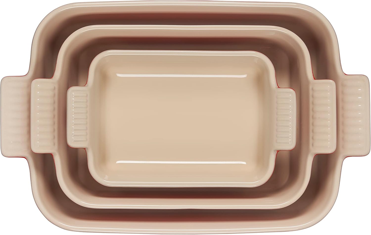 Le Creuset Stoneware Heritage Set 3 Rectangular Dishes, Cerise - Image 3