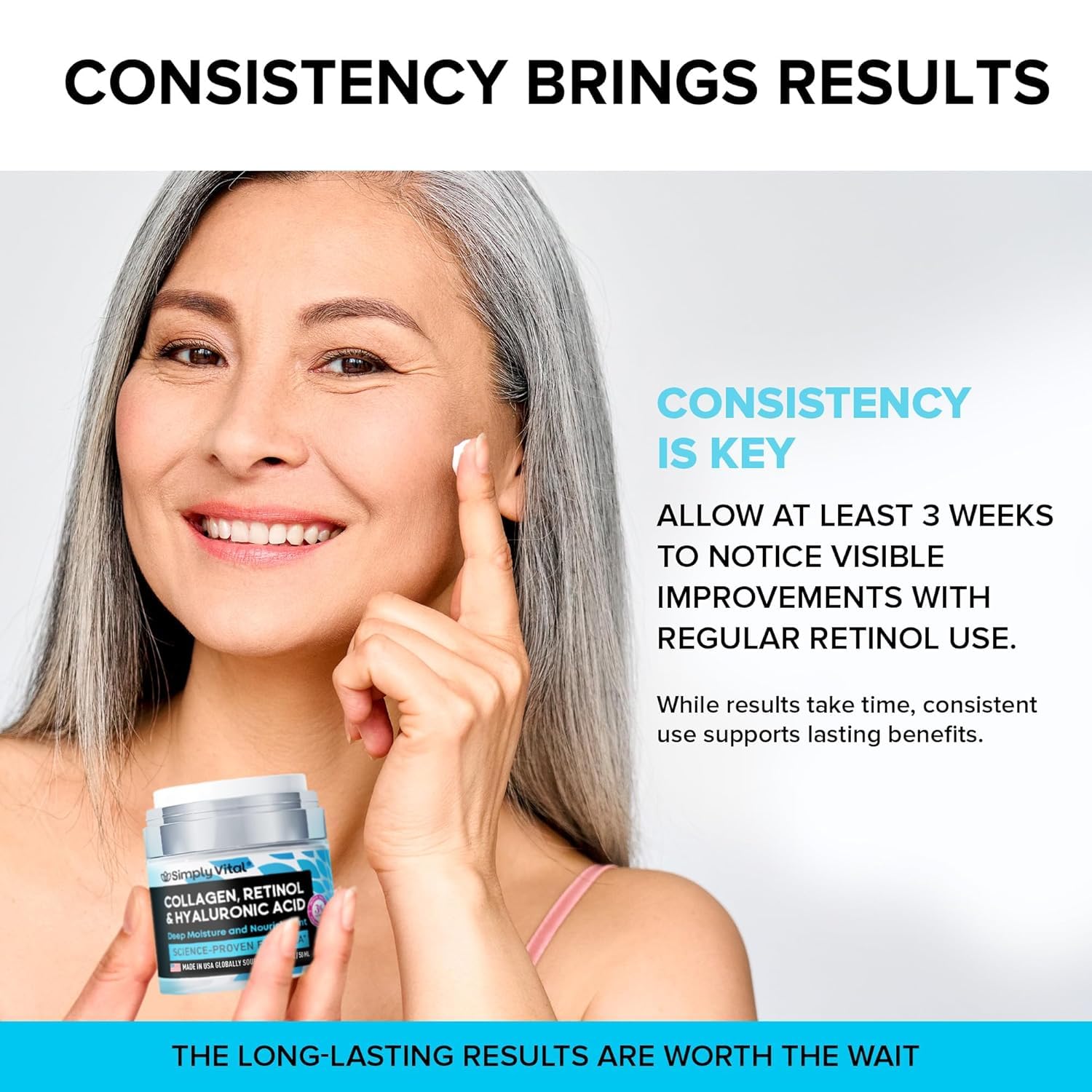 Anti-Aging Face Moisturizer with Retinol, Collagen & Hyaluronic Acid - Made in USA - Moisturizer Face Cream for Women & Men - Firming & Hydrating Neck Cream - Day & Night Skin Care - 1.7 fl oz - Image 8