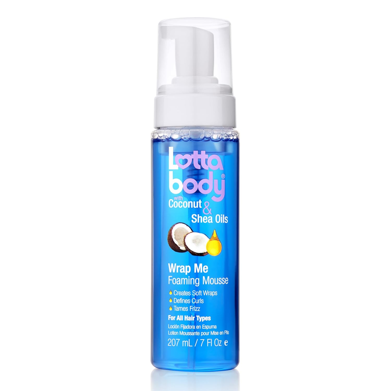 Lottabody Wrap Me Foaming Mousse with Coconut & Shea Oils, Lightweight Moisture-Rich Curl-Defining & Frizz-Control Styling Mousse for Natural Curly, Coily & Relaxed Hair, 7 oz