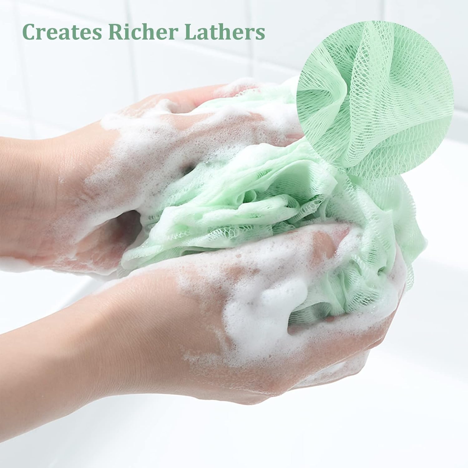 Fu Store Loofah Sponge 60g Shower Loofahs 4 Colors Bath Sponges Mesh Balls for Body Scrubber Exfoliator Wash Back Scrubber Bathroom Men Women - 4 Pack Scrubbers Cleaning Bathing Accessories - Image 2