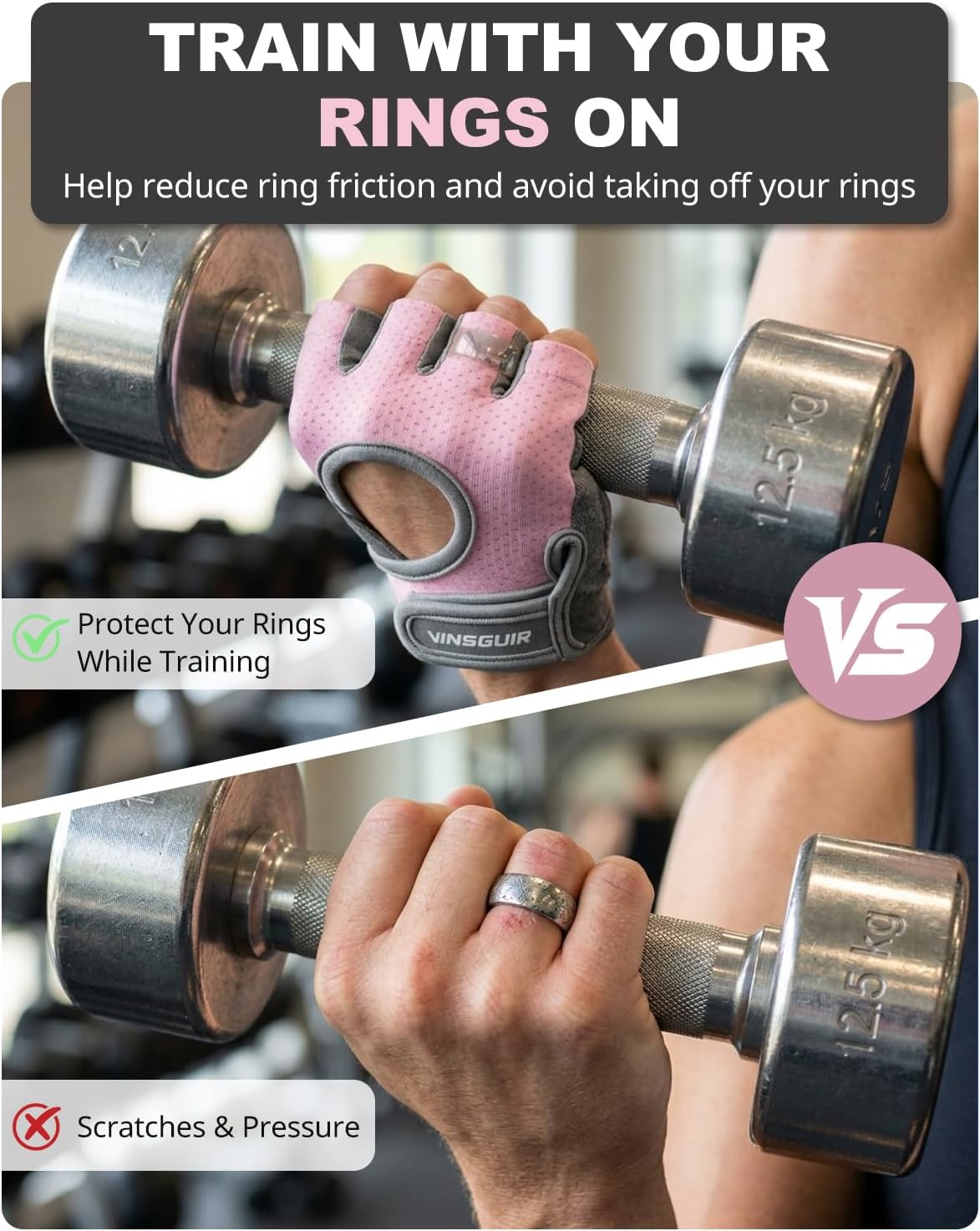 VINSGUIR Workout Gloves for Women and Men, Breathable Weight Lifting Gloves for Gym Exercise, Fitness, Training, and Cycling, with Excellent Grip and Cushion Pads - Image 8