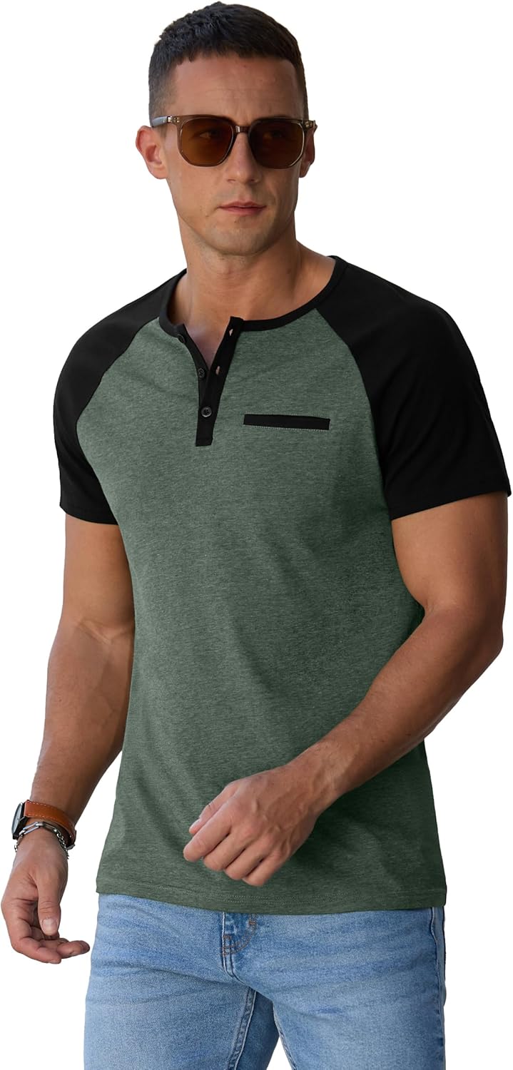 Sailwind Men's Cotton Henley Short Sleeve Casual T-Shirts with Pocket - Image 5