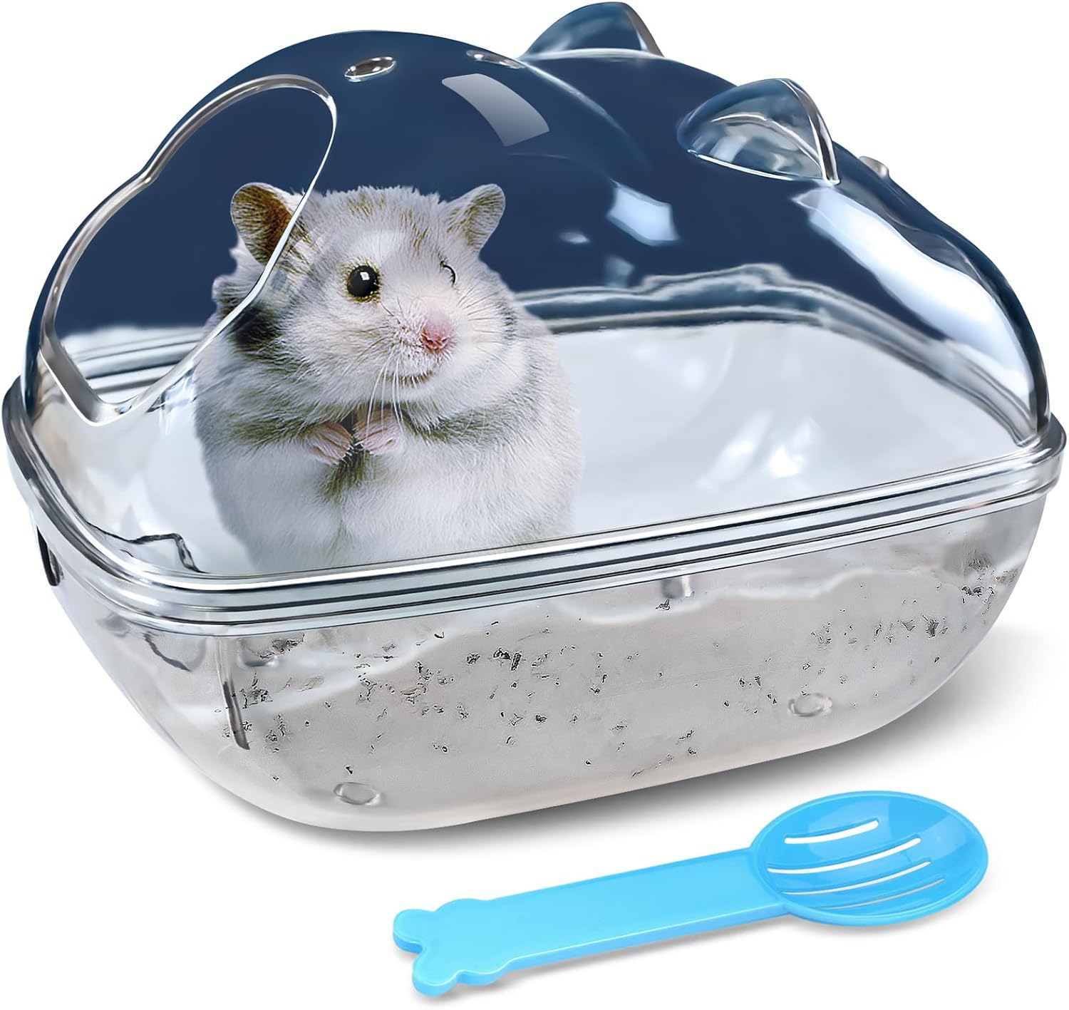 lazYYzal Hamster Bathtub,Hamster Bathroom,Small Animal Habitat Décor,Sand Bath Container Transparent Beds,Hamster Bed,Ice Bathtub,Sleep Pad Nest,Sand Bath Box for Small Pet Animals Cage Accessories(S)