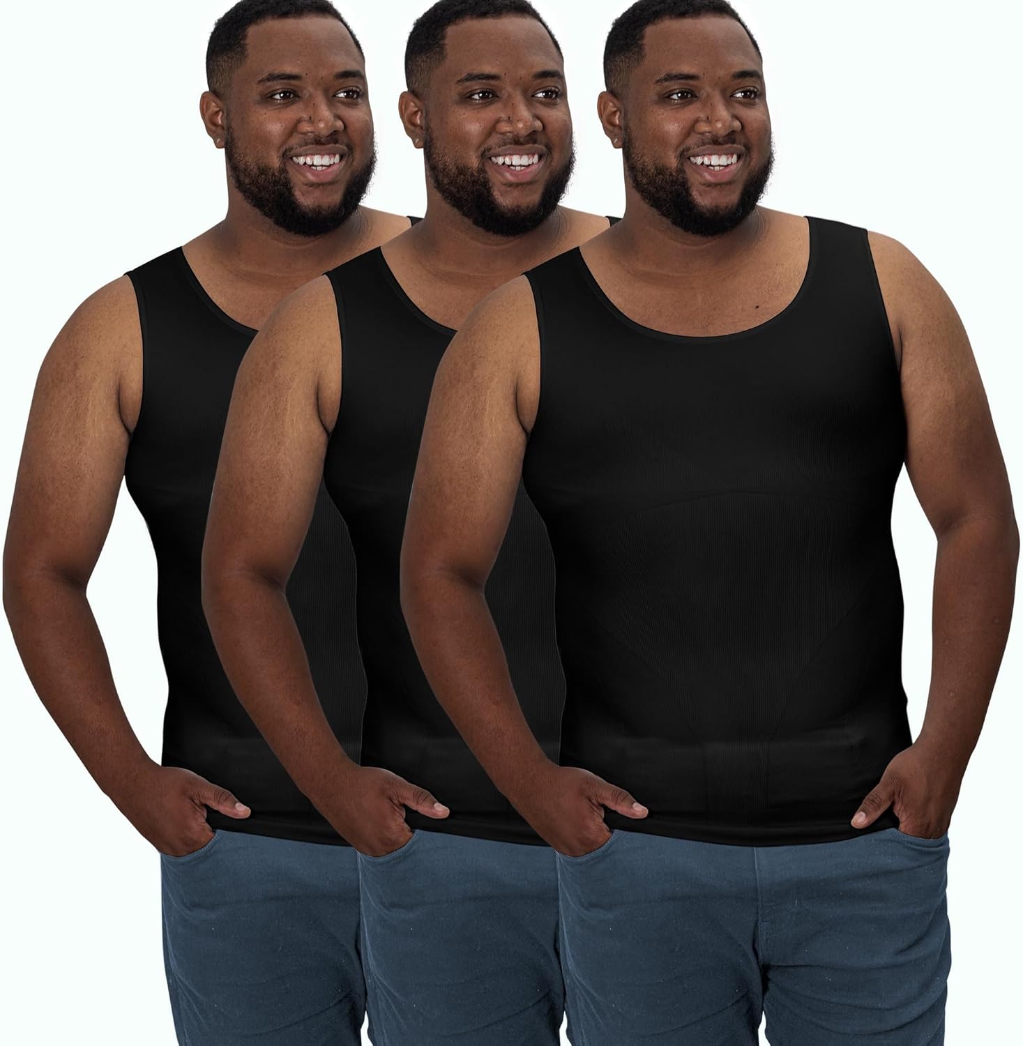 QORE LOGIQ Gynecomastia Compression Shirts for Men - Sleeveless Slimming Undershirts Tummy Control and Body Shaper Tank Top - Image 2