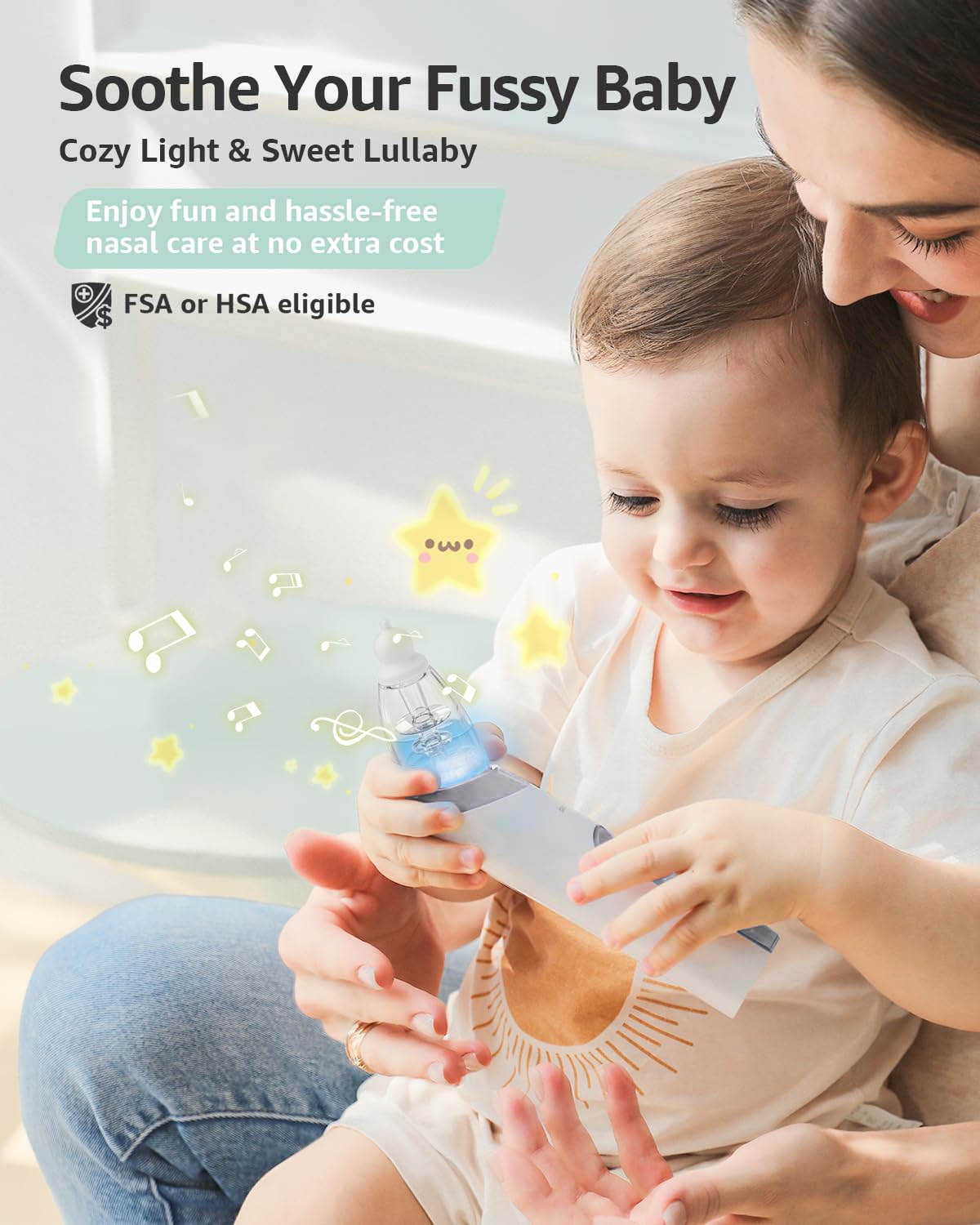 GROWNSY Nasal Aspirator for Baby, Electric Baby Nose Sucker with Larger Suction Chamber and More Powerful Suction, Automatic Nose Cleaner with Music and Light Soothing Function - Image 4