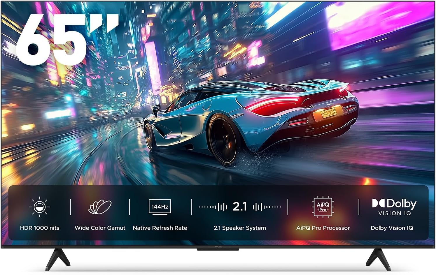 iFFALCON 65-Inch Class U85 Series QD-Mini LED 4K UHD Google Smart TV - QLED, HDR 1000 nits, 7000:1 Contrast, 144Hz Game Mode Pro, 288Hz DLG, Dolby Vision IQ, Dolby Atmos, Slim Unibody (65U85, 2025)