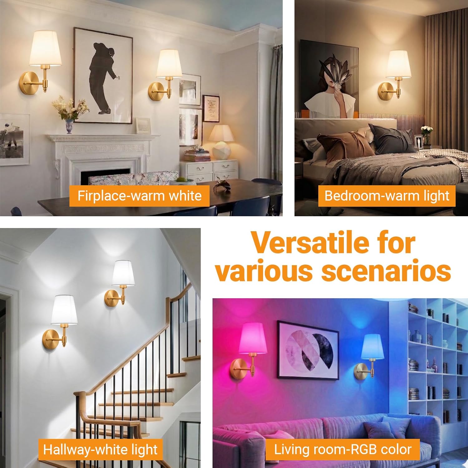 Nekhung Battery Operated Wall Sconces Set of Two, Wireless Battery Wall Light with 10000mAh RGB Dimmable Magnetic Bulb and Remote, Rechargeable Sconce Wall Decor for Bedroom Living Room Hallway - Image 8