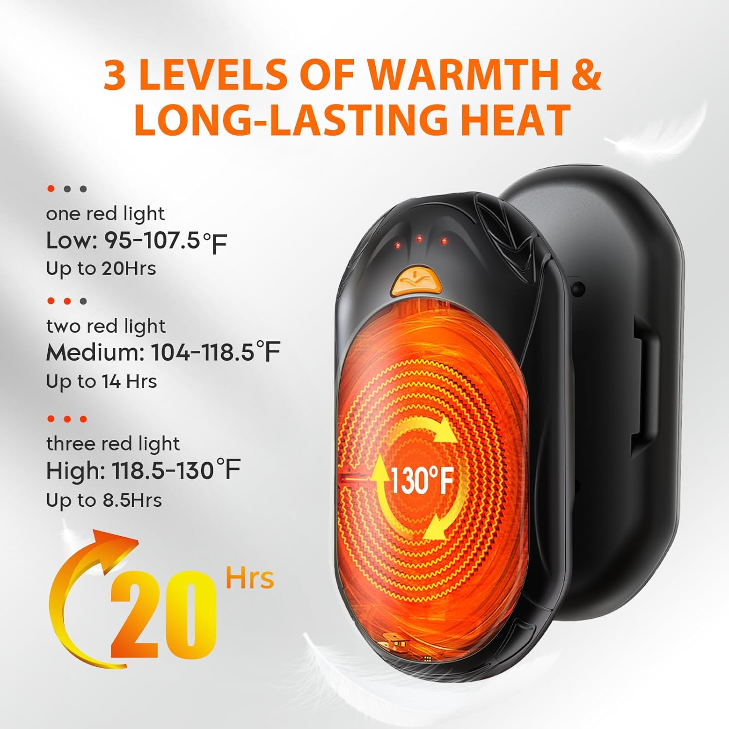 AI Hand Warmers Rechargeable 2 Pack, AI Smart Chips Electric Hand Warmers, 20Hrs Long Safe Heat, Portable Pocket Heater, Gifts for Christmas, Outdoor, Hunting, Golf, Camping Accessories - Image 4