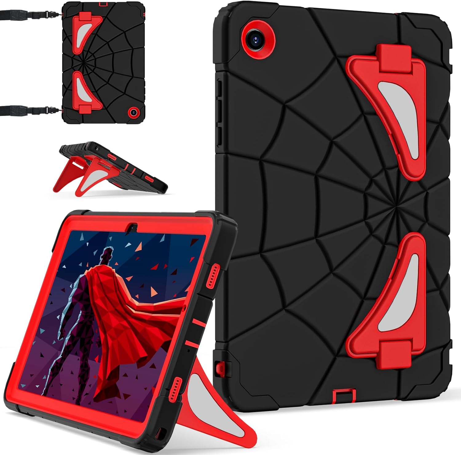 Case for Galaxy Tab A11 Plus /A9 Plus Samsung Tablet A11+ / A9+ 11 Inch Cases with Screen Protector 2026/2024 Galaxy 11" Cover Thickned Cornor Kickstand, Black Red
