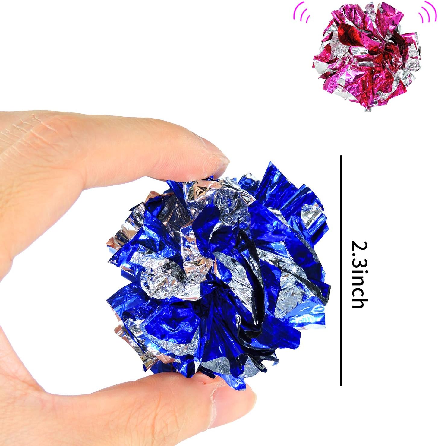 Andiker 10PC Cat Crinkle Balls, 2.36 Inches 5 Colors Kitten Balls Interactive Cat Toys for Indoor Cats to Chew, Chase, Swat, Bite, Hunt to Kill Time and Keep Fit(10 pcs) - Image 2