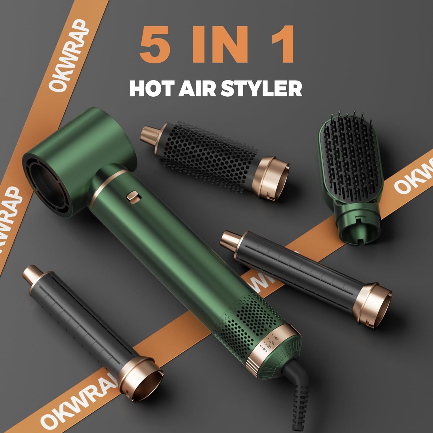 5 in 1 Blow Dryer Brush, Upgrade Hair Dryer Brush Set Negative Ion Air Styler Curling Wrap Air Curler, Hot Air Brush Curling Iron Hair Styling Tools As A Gift for Straight/Curl/Dry/Smooth - Image 5