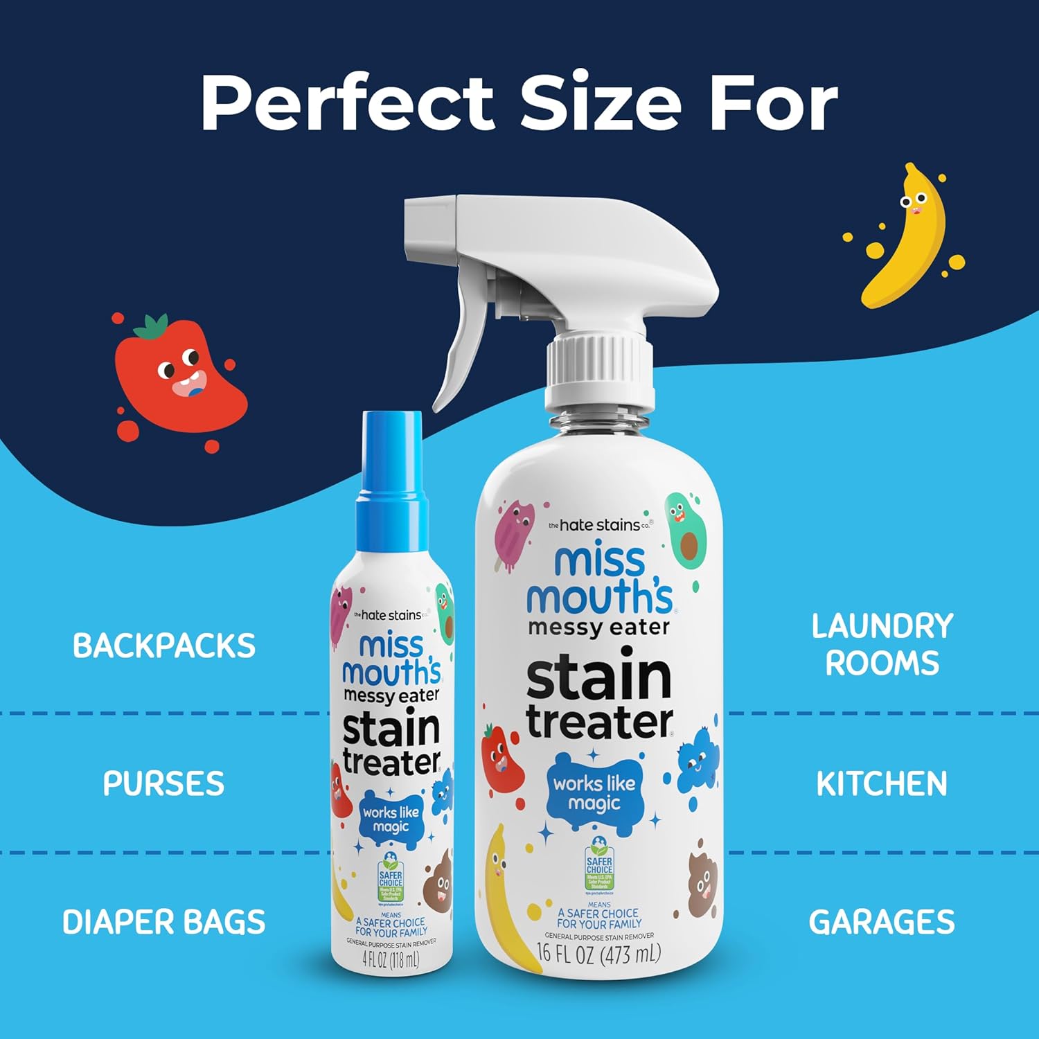 Miss Mouth's Messy Eater Stain Treater Spray - 16oz Stain Remover - Newborn & Baby Essentials - No Dry Cleaning Food, Grease, Coffee Off Laundry, Underwear, Fabric - Image 8