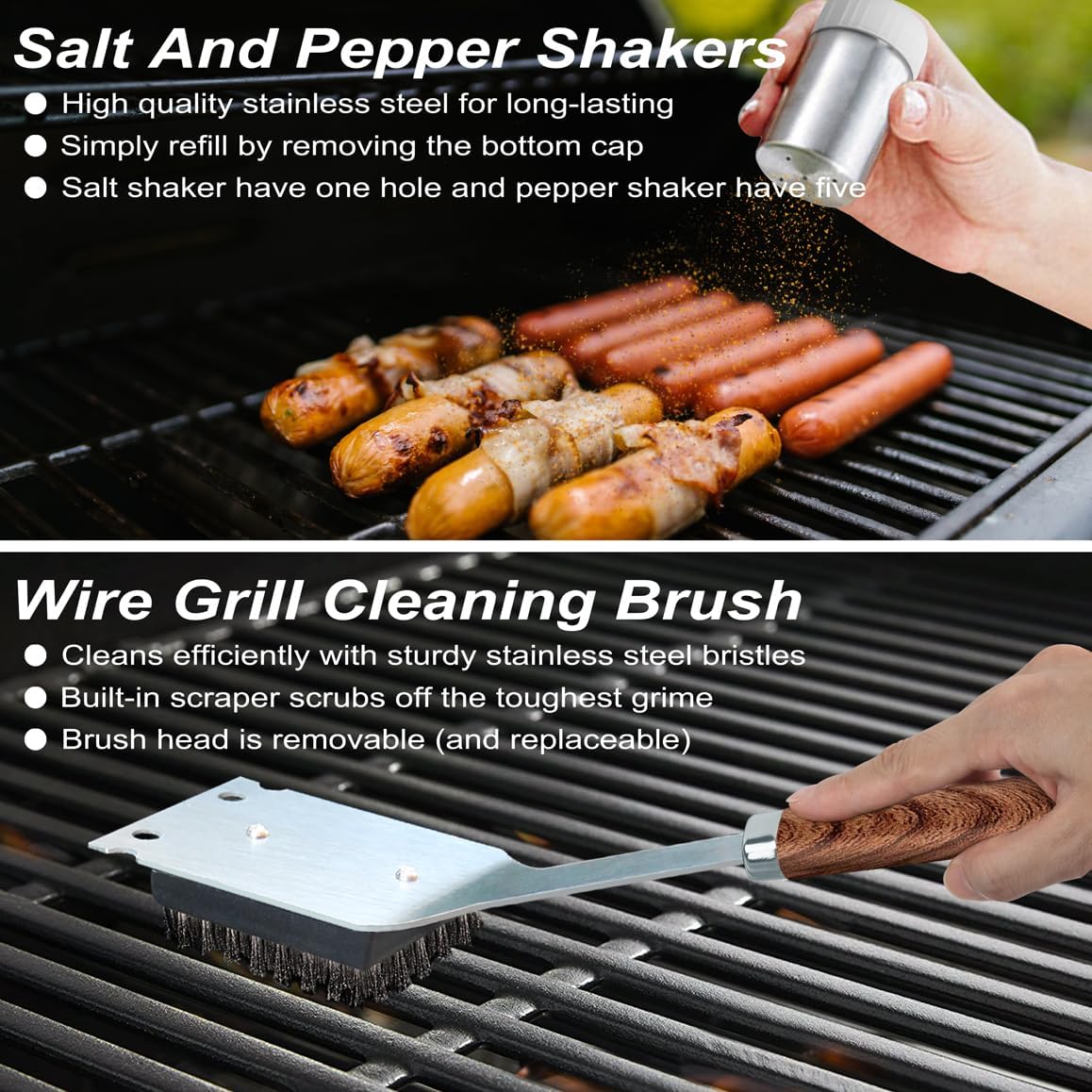 POLIGO 22PCS Heavy Duty BBQ Grill Accessories Set, Non-Slip Grill Tools for Outdoor Grill Set Stainless Steel Grill Utensils Set, Deluxe Grilling Tools Set in Aluminum Case Ideal Gifts for Men Brown - Image 7
