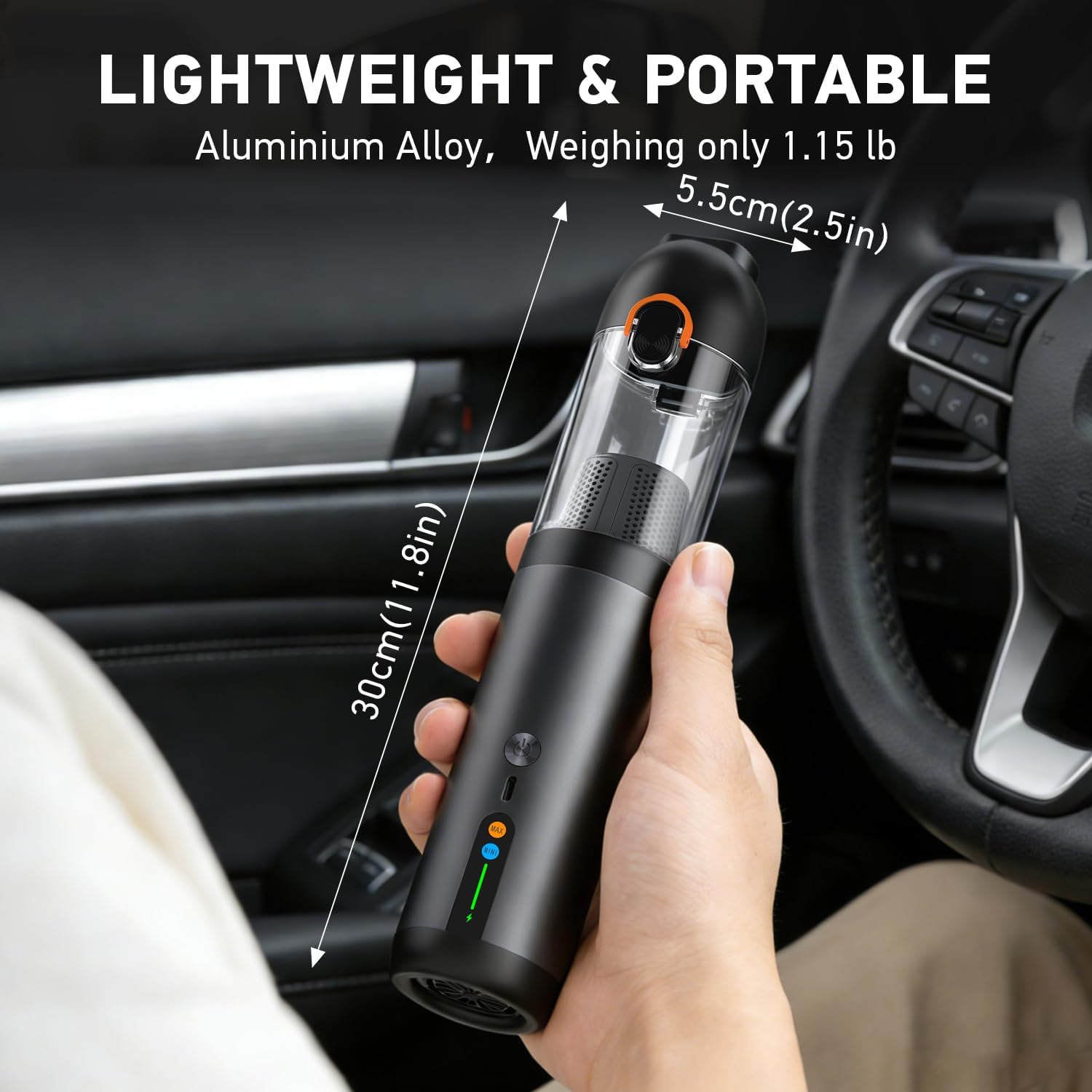 Car Vacuum Portable Cordless,18000Pa 4in1 Portable Handheld Cleaner Vacuum &Air Duster 2 Suction Modes Power Blowing&Inflating, Brushless Motor Vacuum with Multi Nozzles for Car,Keyboards, Office,Pet - Image 8