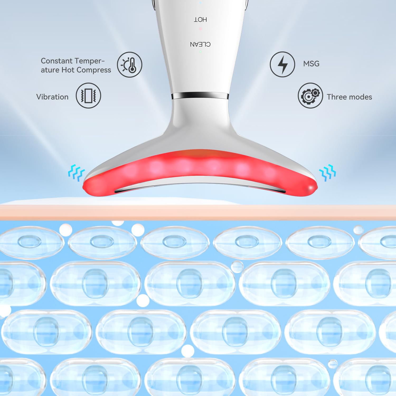 Neck Face Massager, 3-in-1 Portable Face Sculpting Tool, at-Home Facial Tool for Skin Care with Vibration (White) - Image 2