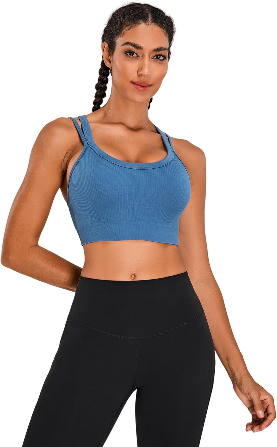 Sports Bras for Women HIigh Support, Criss-Cross Back Padded Strappy High Impact Sports Bras for Women Large Bust - Image 4
