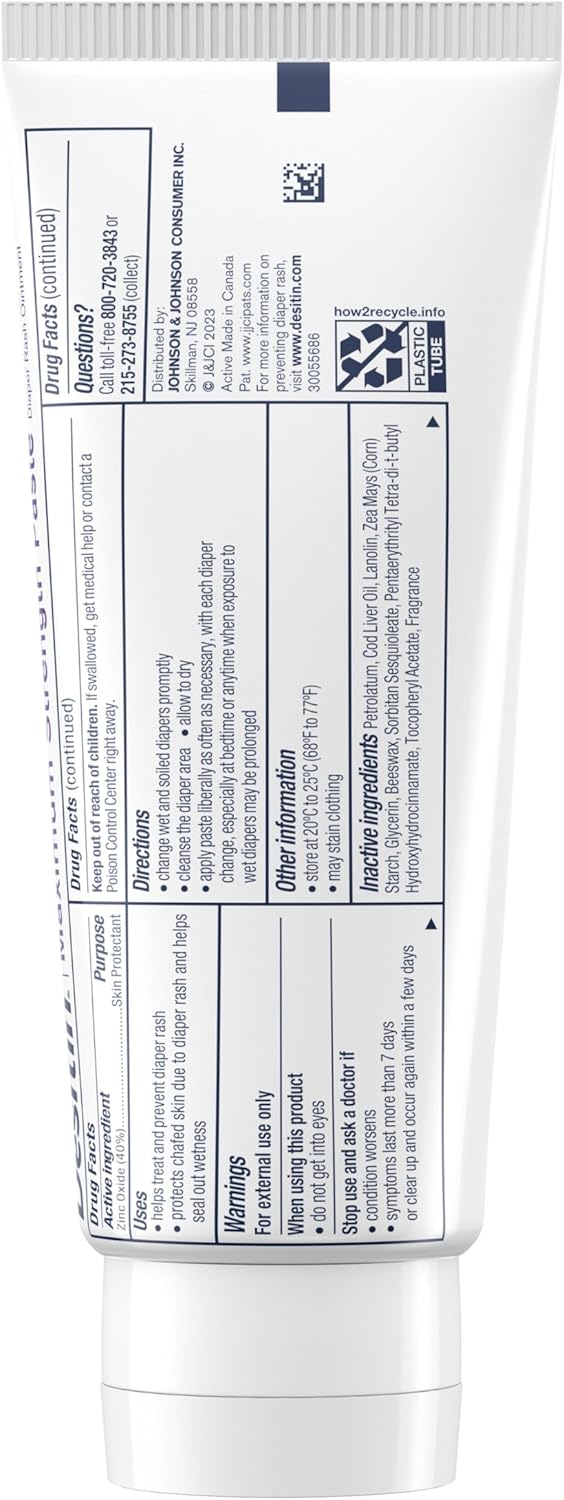 Desitin Maximum Strength Baby Diaper Rash Cream, 40% Zinc Oxide, Hypoallergenic No Added Parabens & Dyes, Protects & Relieves Baby’s Skin for Up to 12 Hours, Prevents Diaper Rash, 4.8 oz Tube - Image 8