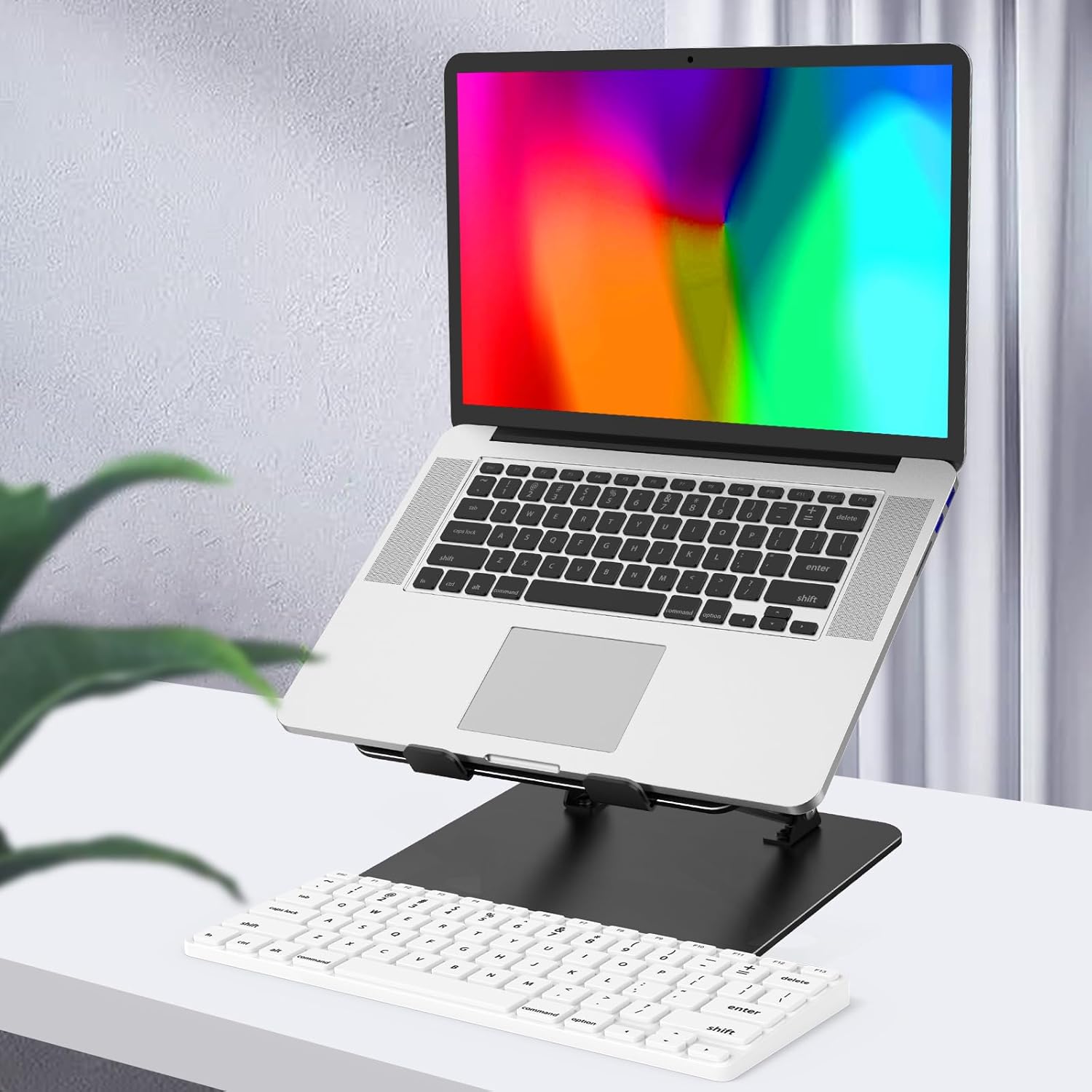 Adjustable Laptop Stand for Desk, Metal Foldable Laptop Riser Holder, Portable Desktop Book Stands, Ventilated Cooling Computer Notebook Stand Compatible with 10-15.6” Laptops - Image 7
