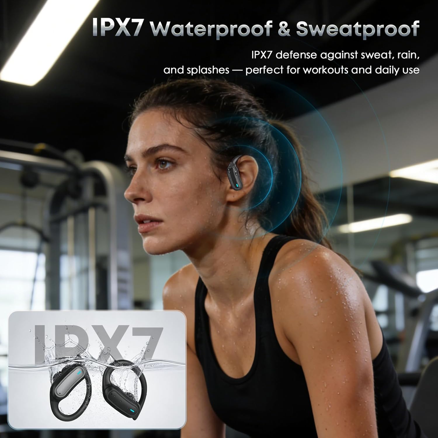 Wireless Earbuds Bluetooth 5.4 Headphones, 54H Playtime Stereo Earphones with Noise Cancelling Mic, IPX7 Waterproof, Fast Charging and Comfort Fit Ear Buds for Fitness/Sports/Workouts/Travel Black - Image 7