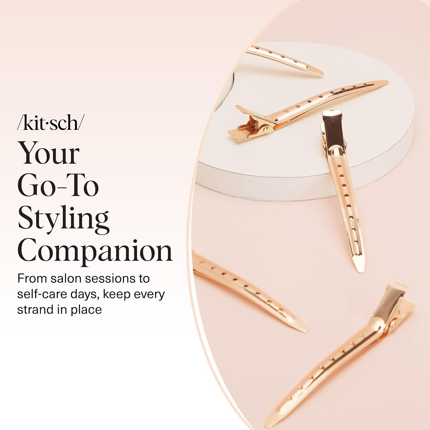 Kitsch Professional Alligator Clips for Hair Styling – 3.5" Aluminum Hair Sectioning Clips for Salon & Makeup Application | Ideal Gifts for Women – Rose Gold, 6 Pcs - Image 8