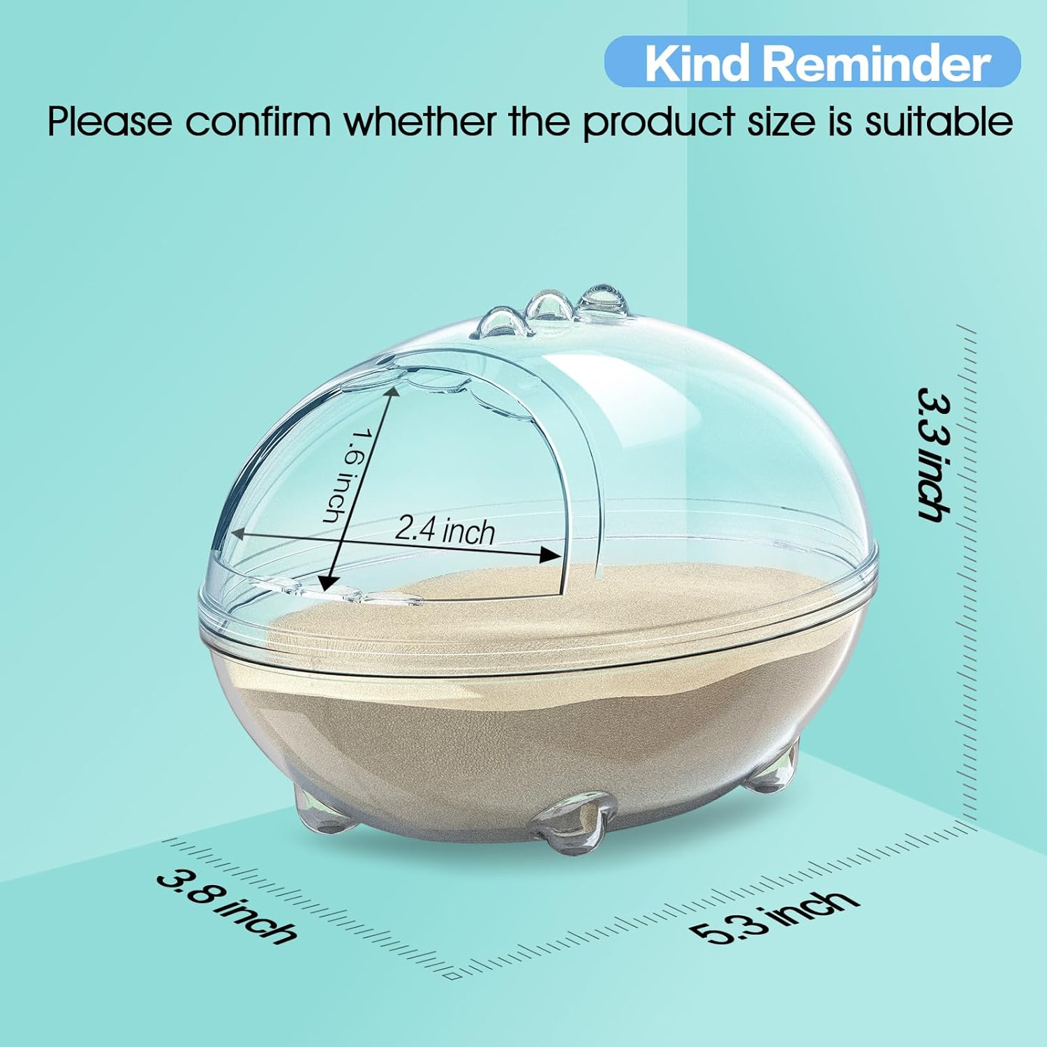 lazYYzal Hamster Bathroom,Hamster Bathtub Box,dust Bath for Hamster,Hamster Sand Bath Container,Hamster Bath,Hamster Bathing Bowl,Transparent Hamster Bathtub Toilet for Hamster Accessories (S) - Image 6