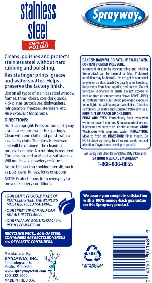 Sprayway Water-Based Stainless Steel Cleaner, 15 Fl Oz (Pack of 1) - Image 2