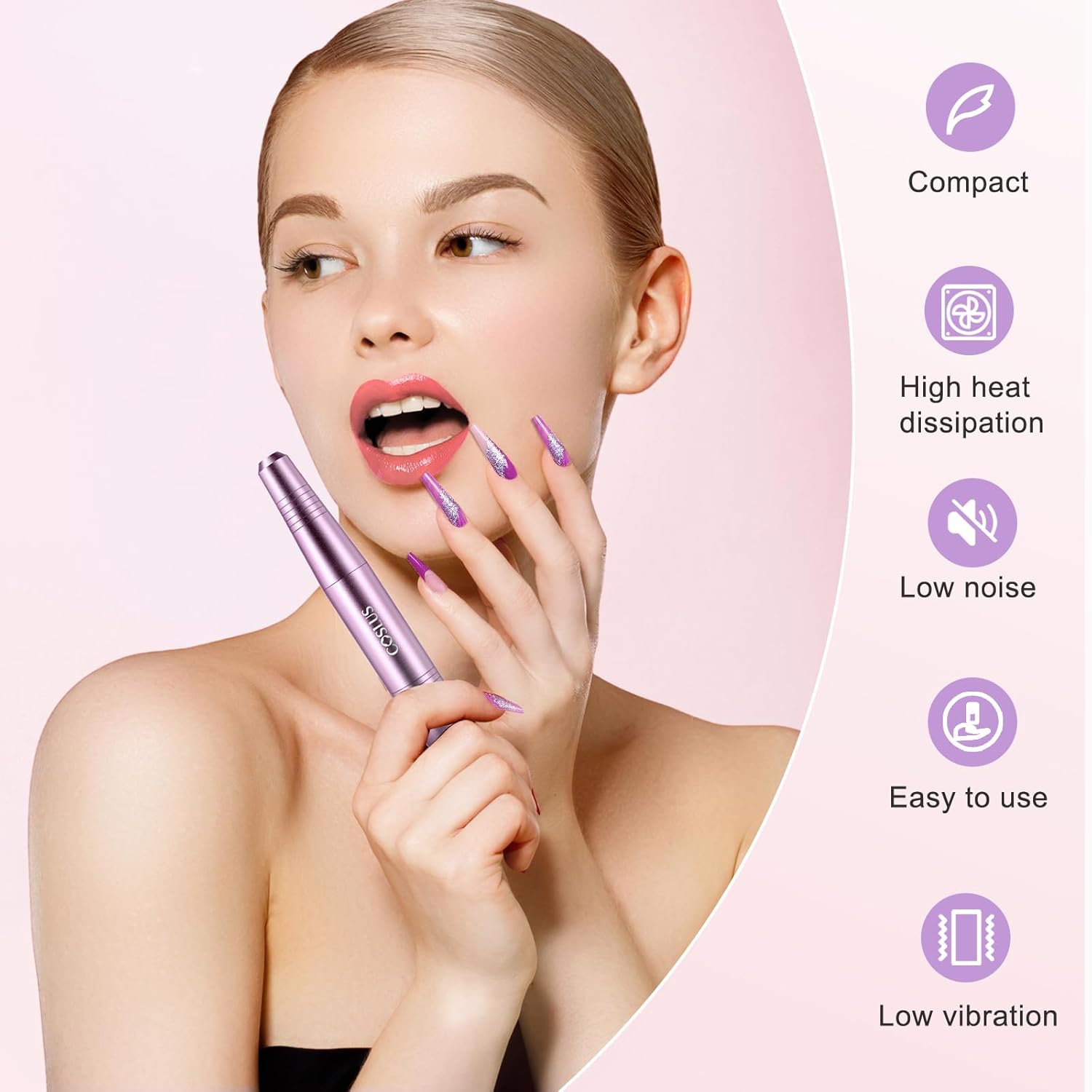 COSLUS C40 Electric Nail Drill File Professional: for Acrylic Gel Dip Powder Nails Portable Nail Machine Kit Manicure Pedicure Tools Polishing Set with Nail Drill Bits Sanding Bands - Image 6