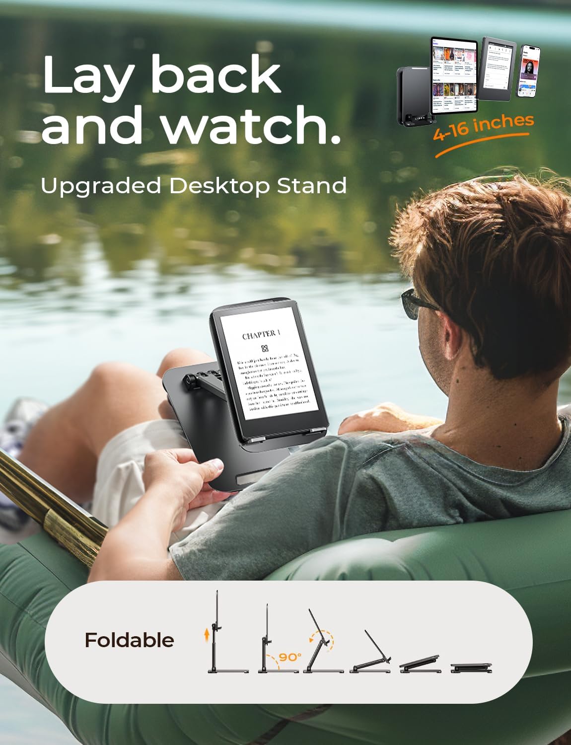 LISEN for iPad Stand Tablet Holder for Desk, Office Desk Accessories for Men Women Moms Gifts Home Office Dorm Essentials Gadgets Portable Monitor Stand for Apple iPad mini Accessories Switch Kindle - Image 5