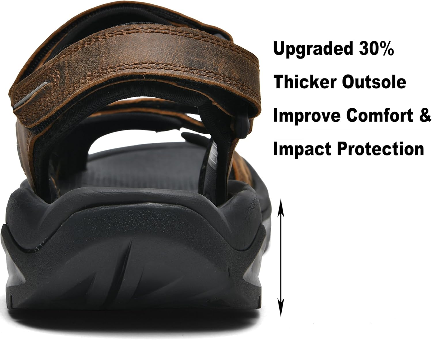 Men's Leather Athletic Sandals Hiking Shoes EVA Cushion Foam Midsole With Arch support Rugged Durabrasion Rubber Outsole - Image 5