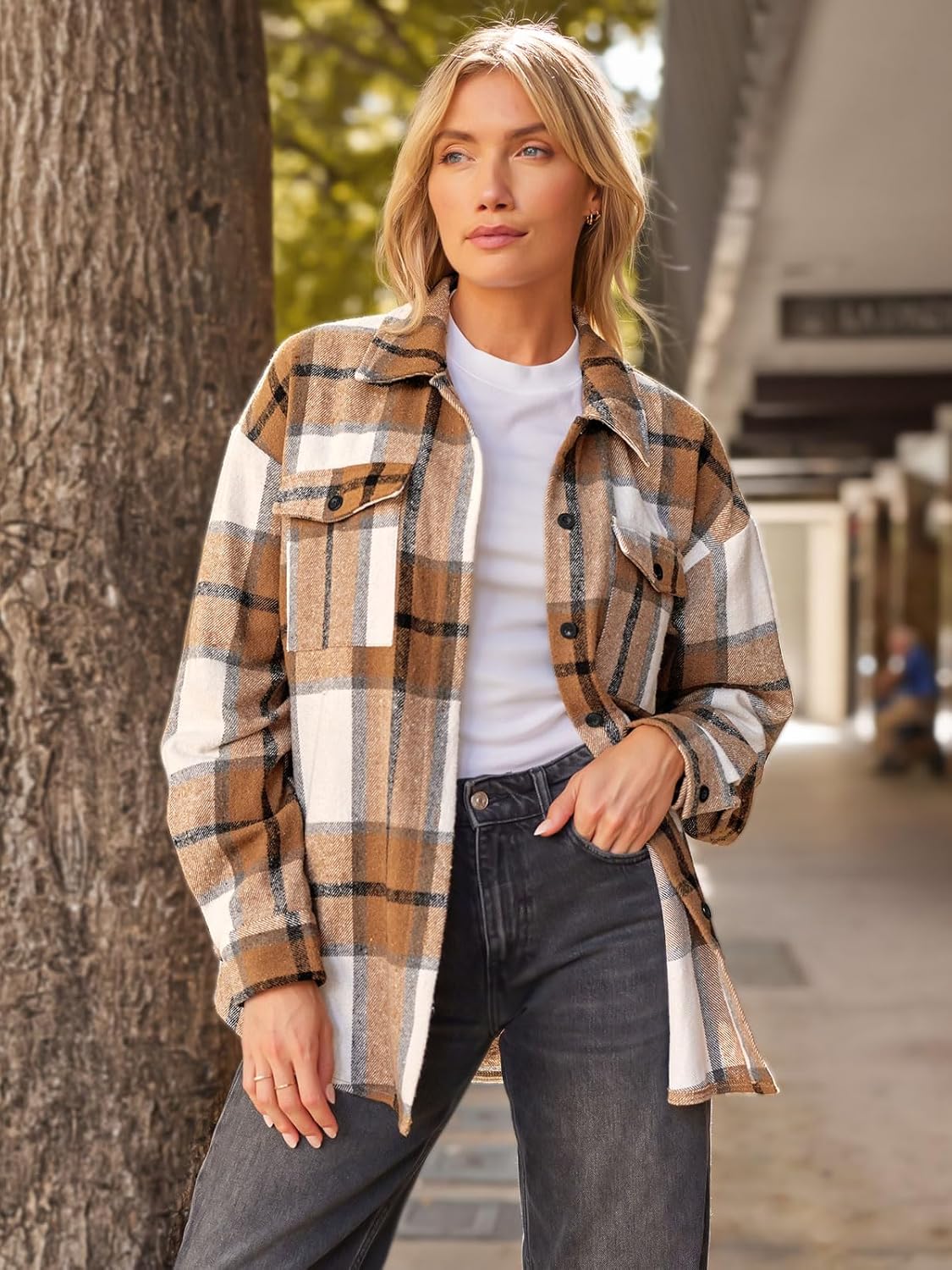 AUTOMET Shackets for Women Plaid Flannel Shirts Fall Winter Jackets Cute Tops Trendy Western Cowgirl Outfits Girls Coats - Image 2
