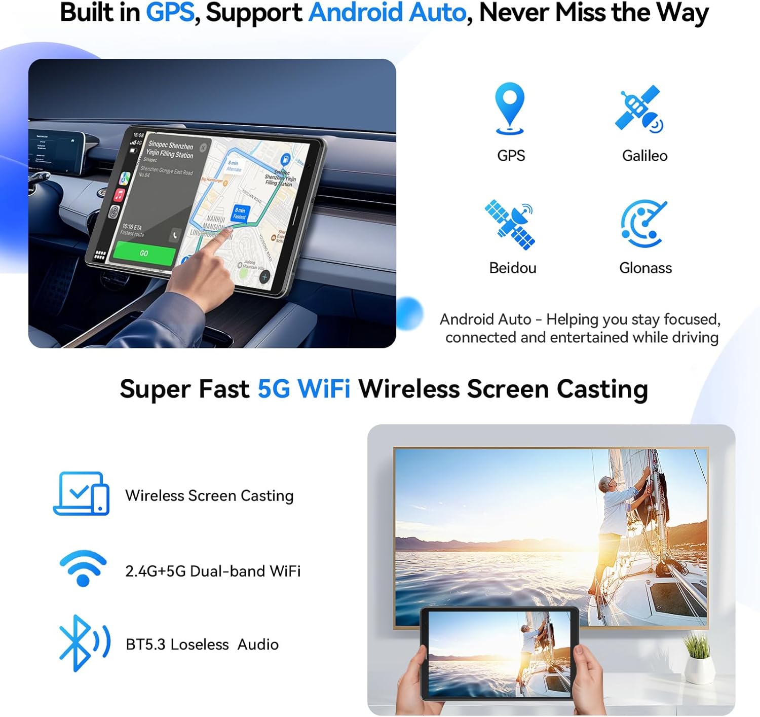Topsand 8 Inch Tablet Android 15 Tablet with Sim Card Slot Uncloked Cellular Phone with 4G LTE Octa Core 12GB RAM 64GB ROM 2TB TF Expandable Tableta with Case - Image 7