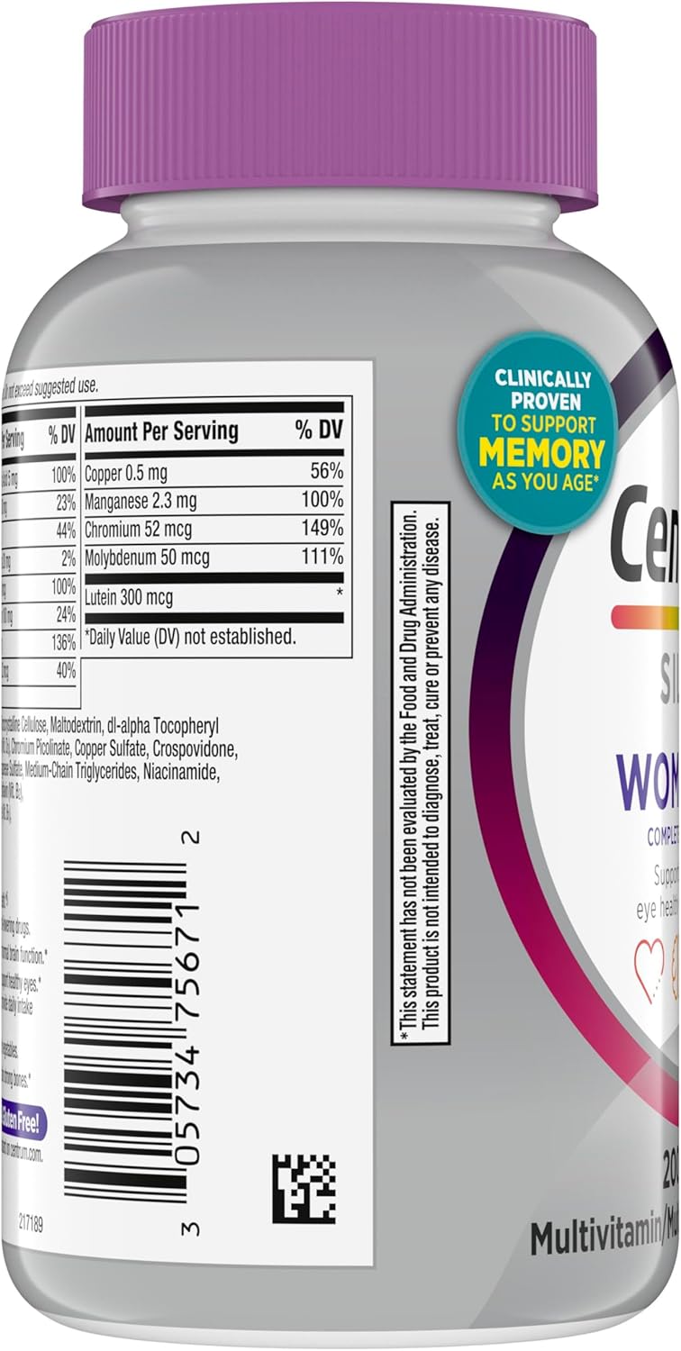 Centrum Silver Women's Multivitamin for Women 50 Plus, Multivitamin/Multimineral Supplement with Vitamin D3, B Vitamins, Non-GMO Ingredients, Supports Memory and Cognition in Older Adults - 200 Ct - Image 12