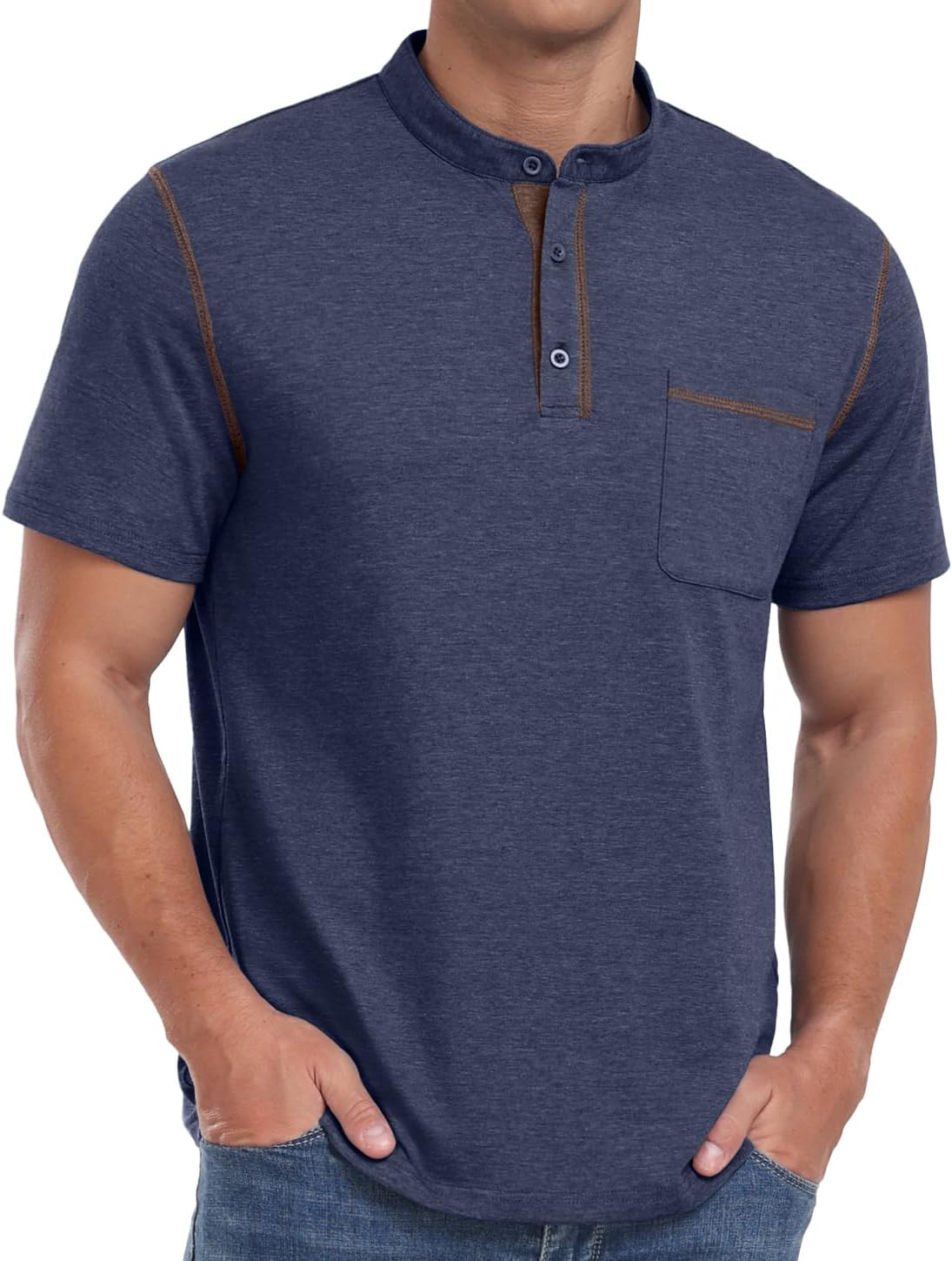 Sailwind Mens Henley Shirts Short Sleeve Summer Casual Classic Cotton T Shirts Pocket Button Shirt - Image 6