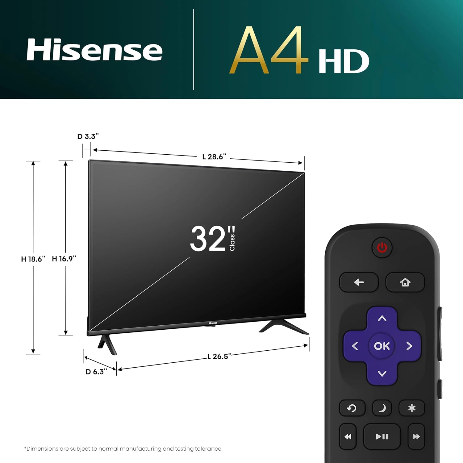 Hisense 32-Inch Class A4 Series HD 720p Smart Roku TV with Alexa Compatibility (32A4HNR) - Dolby Audio, Slim Bezel Design, Google Assistant - Image 3