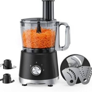 OLIXIS Food Processor 10.5 Cup, Vegetable Choppers with Slicing Shredding Chopping Kneading, Dishwasher Safe, Food Grinder, Stainless Steel Blades, for Smoothie Fruit Dough, 2.6QT, Black