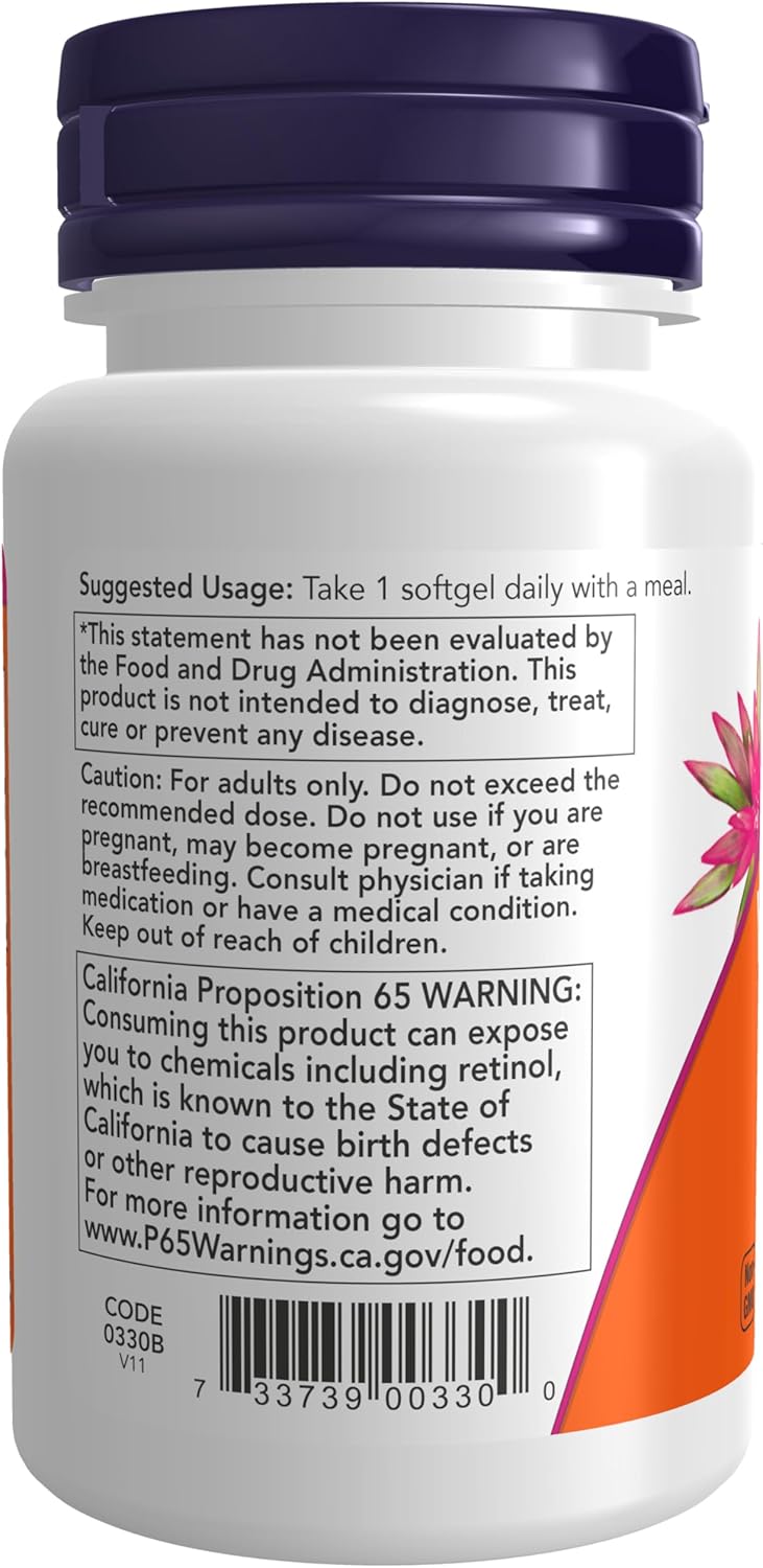 NOW Supplements, Vitamin A 10,000 IU, Eye Health*, Essential Nutrition, 100 Softgels - Image 3