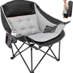 Suteck Oversized Camping Chairs for Adults – Heavy Duty Padded Camping Chair Folding Lawn XL Camp Chair with Cup Holders for Outdoor Sports Beach Fishing, Support to 500 lbs