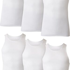 Hanes Men’s Tank Undershirt Pack, Cotton Tank Undershirt, Moisture-Wicking, Breathable, White or Grey/Black, Multi-Pack