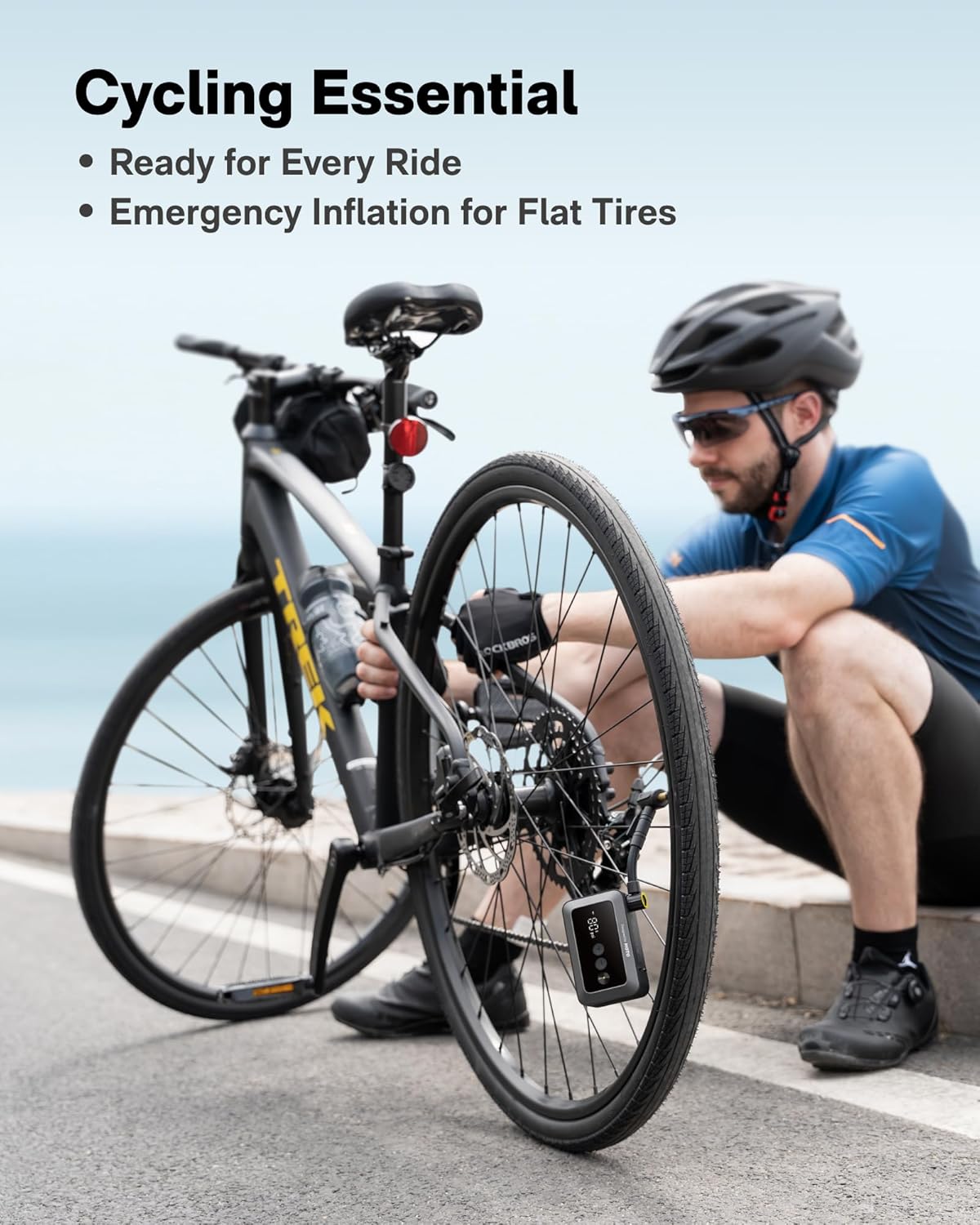 HOTO Mini Bike Tire Pump, 25s Fast Inflate Bicycle Pump with Guage, 150PSI Portable Electric Bike Air Pump with Presta and Schrader Valve for Road Bike, Motorcycle, Mountain Bike, BMX, Sports Ball - Image 2
