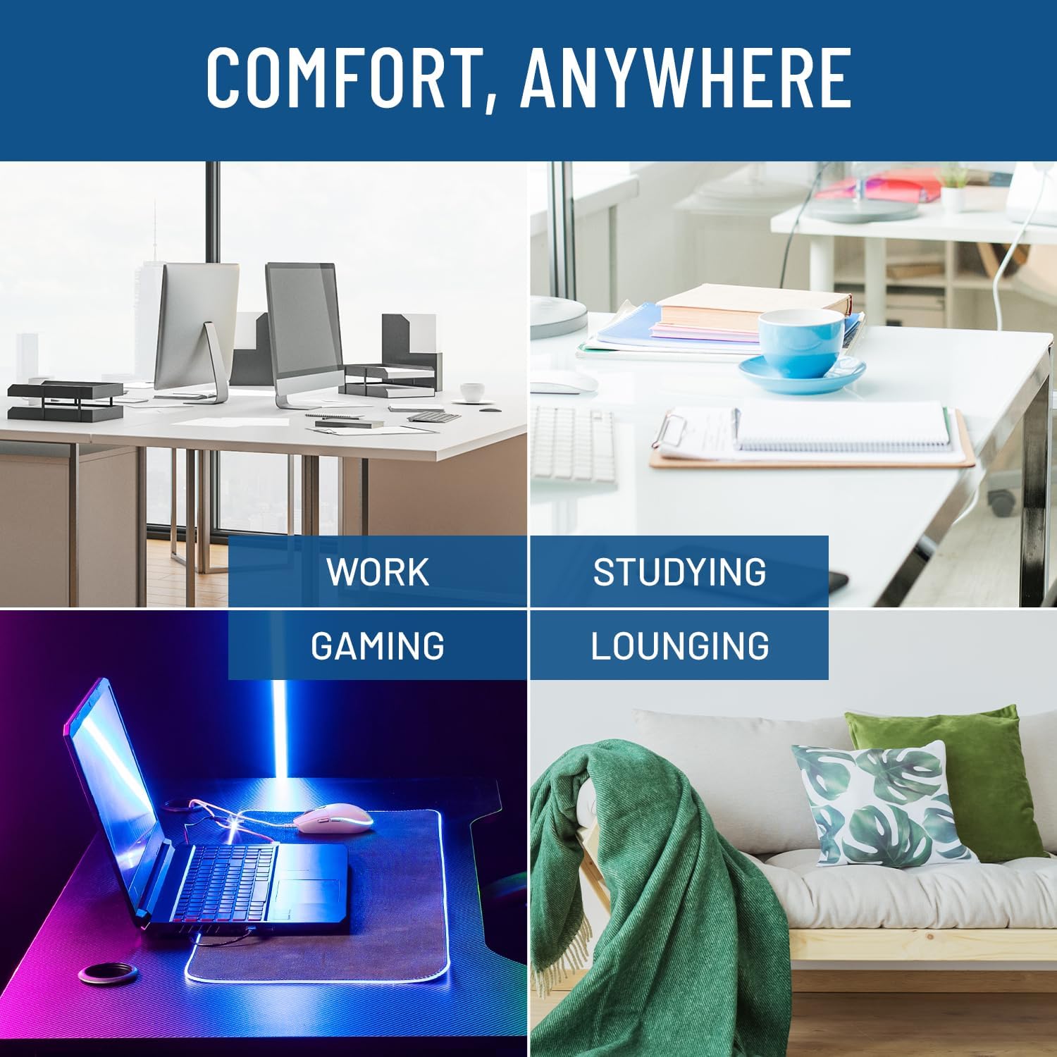 Elevate Series by Everlasting Comfort Adjustable Cloud Foot Rest for Under Desk at Work with Pressure Point Nodes - Comfortable Memory Foam Office Foot Stool & Desk Pillow, Gaming & Home Accessories - Image 9