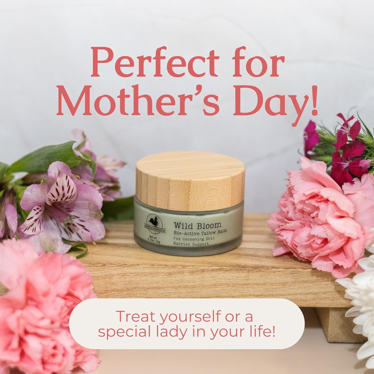 Hearth and Homestead: Handmade Wild Bloom Bio-Active Tallow Face Balm/Cream with Blue Tansy - Hydrate, Nourish, and Protect Skin - .7 oz - Image 4