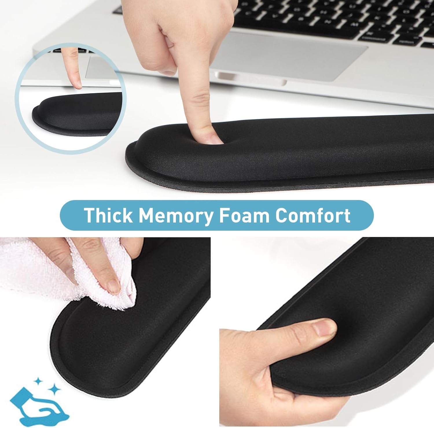 Yolanda Keyboard Wrist Rest Memory Foam, Easy Typing Pain Relief, Keyboard Mouse Pad Set for Computer, Laptop, Home & Office - Image 3