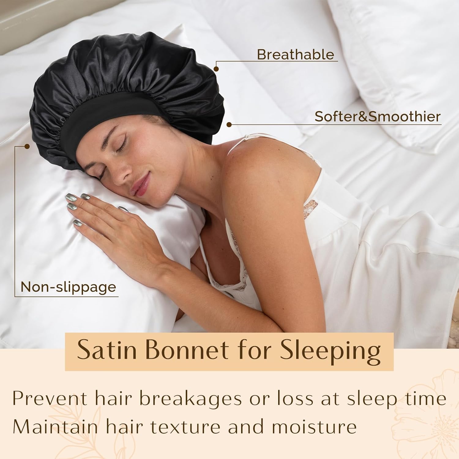 YANIBEST Silk Bonnet for Men Women Hair Bonnet for Sleeping Double Layer Satin Bonnet for Natural Curly Hair Unisex Sleep Cap - Image 4