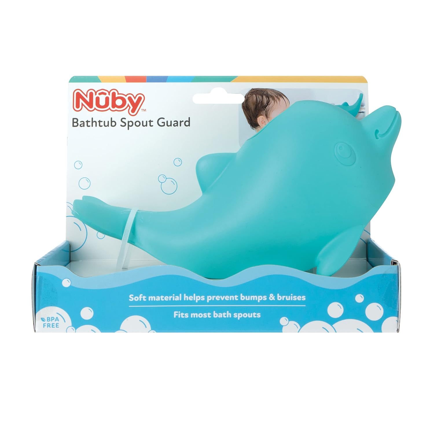 Nuby Bathtub Safety Spout Guard - Compatible with Most Standard Faucets - Bath Toys - Dolphin - Image 7