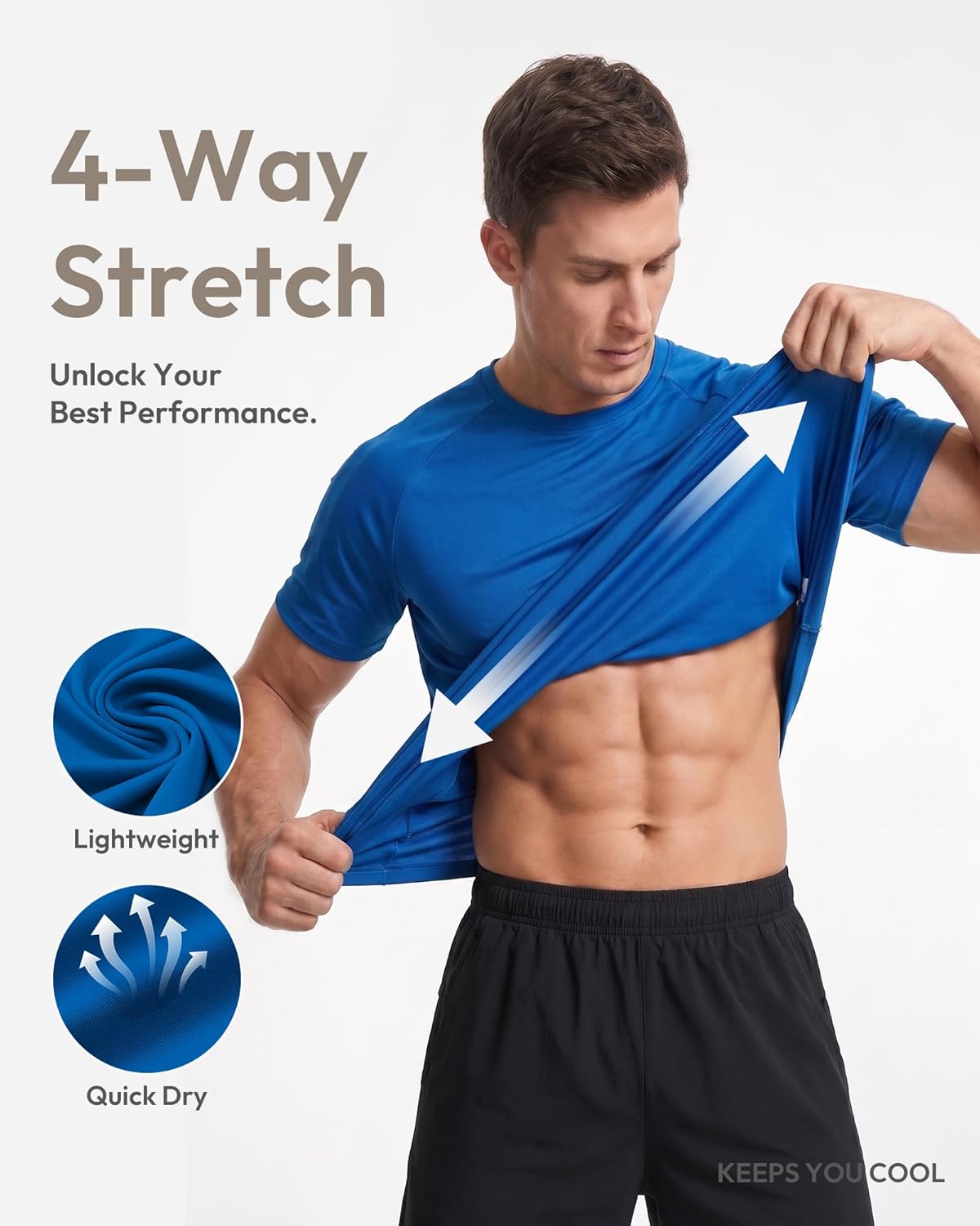 Workout Shirts for Men Short Sleeve Quick Dry Athletic Gym Active T Shirt Moisture Wicking - Image 2