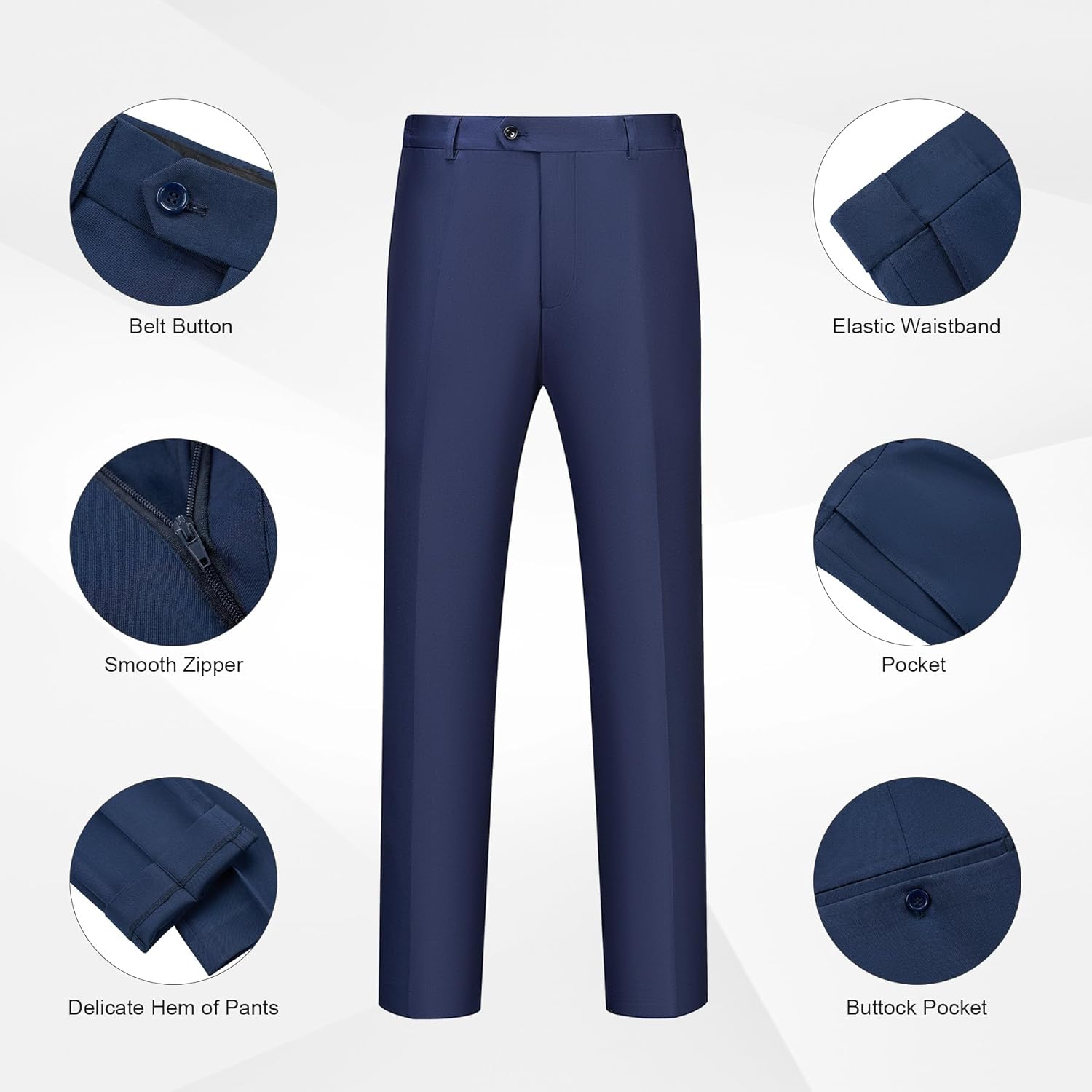 WULFUL Men's 2 Piece Slim Fit Suit Set One Button Blazer Jacket Pants Tuxedo Set for Party, Wedding and Business - Image 5